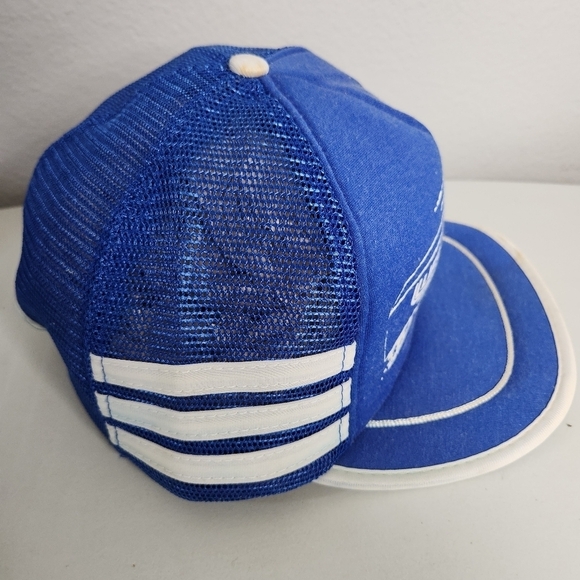 Vintage Lifschultz Freight Blue and White Three Stripe Snapback Trucker Hat - Picture 3 of 7